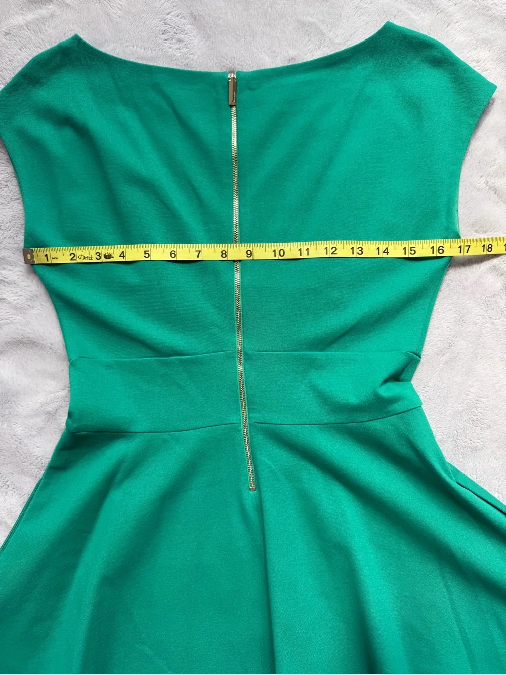 kate spade Emerald Green Fit-and-Flare Dress with Navy Contrast Hem